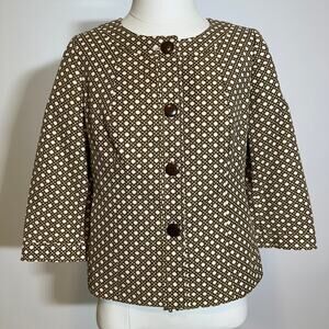 Talbots Brown Basketweave Lattice Pattern Blazer Jacket Womens Size 8 Petite 8P
